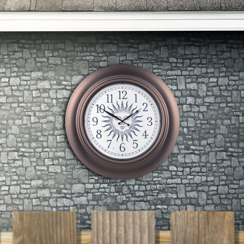 Bungalow Rose Hildigunnur Outdoor Metal Clock with Illuminated Dial